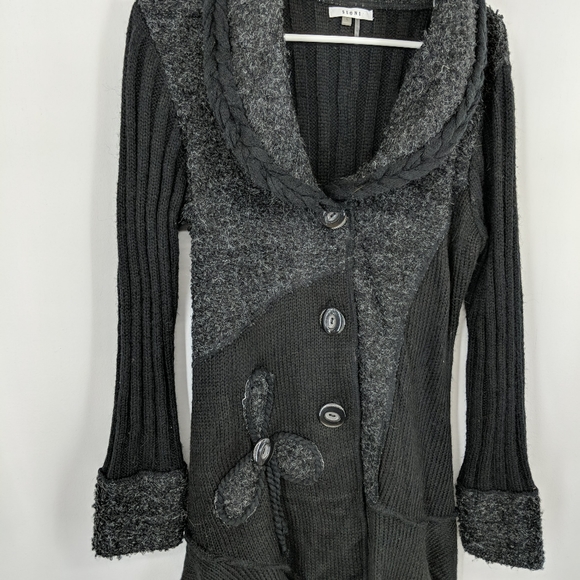 Sioni Sweaters | Sioni Black Long Cardigan Sweater Ruffle Hem Wool | Poshmark